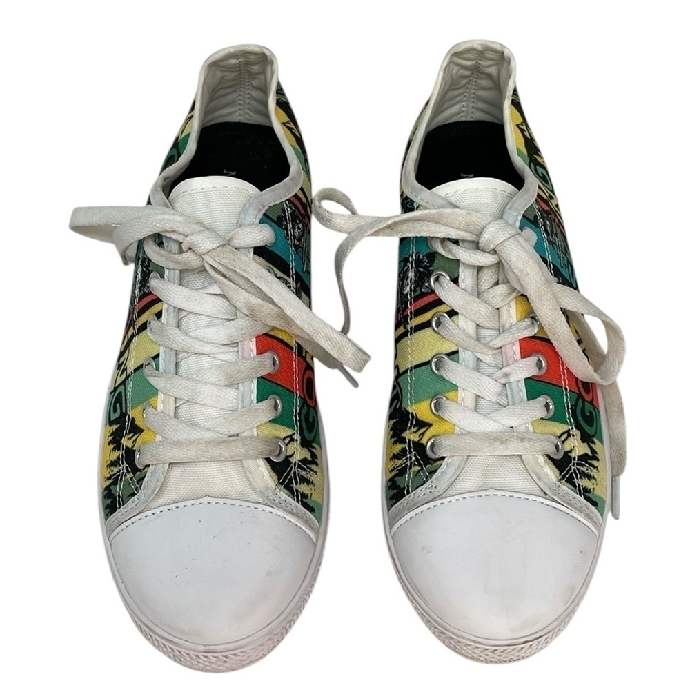 GONE SKIING Shoes Converse Style Sneakers Yellow White Green Size 7 Women 5 Mens - Picture 4 of 11